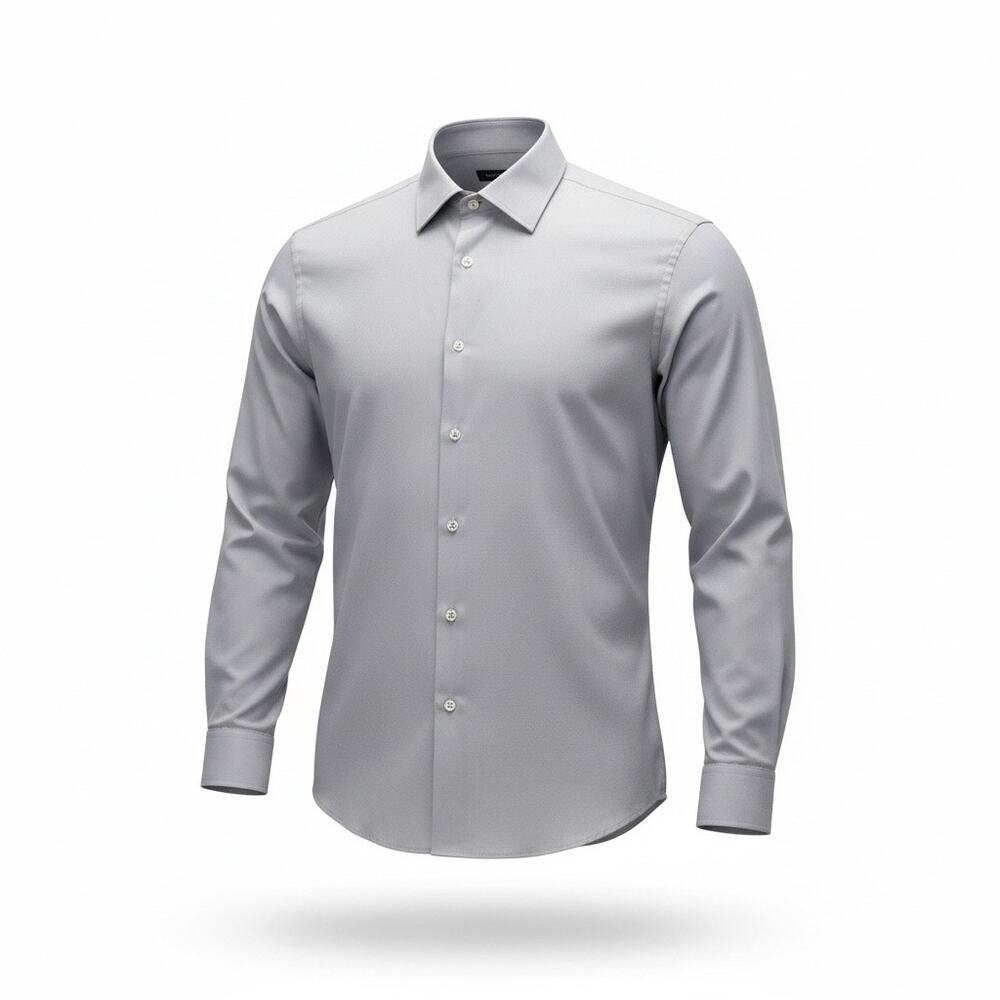 George Austin Men Gray Tailored Fit Long Sleeves Dress Shirt Size 17.5 34-35